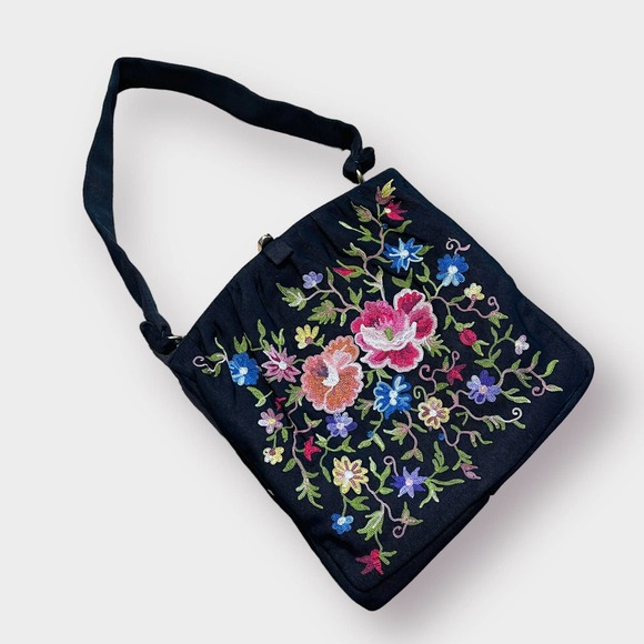 Vintage Handbags - 50s Pichel Inc Black Needlework Handbag‎